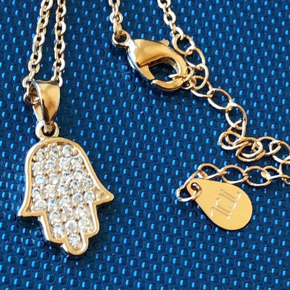 Gold plated hand of Fatima Hamsa necklace